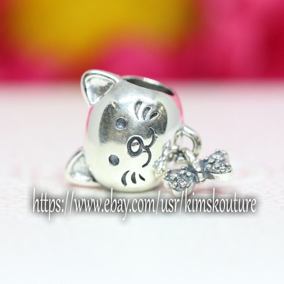 Pandora Pet Cat & Bow Charm 792255C01 - Picture 1 of 4